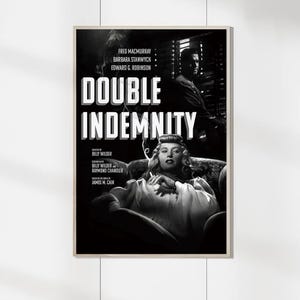 Double Indemnity(1944) Vintage Film Poster - Leinwand Druck - Home Decor - Vintage Wand Kunst - Geschenk für Freunde - Film Dekor