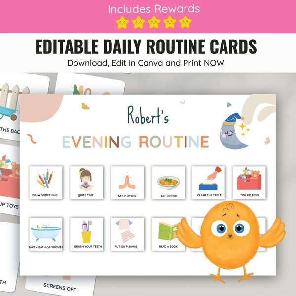 Printable Daily Routine Cards, Toddler Routine Chart, Daily Rhythm, Daily Task List, Chore Chart, Printable DIGITAL DOWNLOAD