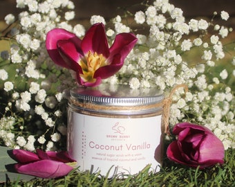 Coconut Vanilla Basic Body Sugar Scrub made from Natural Ingredients 8oz