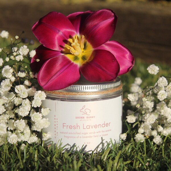 Fresh Lavender Emulsified Body Sugar Scrub made from Natural Ingredients 8oz