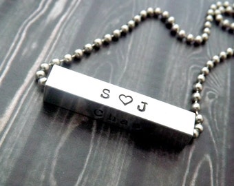 mens necklace-4 sided bar necklace-mens jewelry- gift for guys-personlized mens necklace- mens bar necklace-personalized necklace