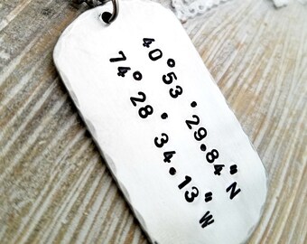 coordinates necklace-dog tag necklace-mens necklace-gift for guys-gift for men-personalized mens necklace-coordinates jewelry-gps-lat-long
