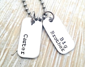 big brother necklace-personalized necklace-gift for big brother-personalized dog tag necklace-big sister necklace-gift for big sister