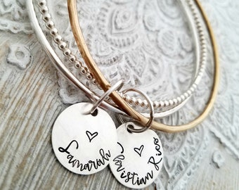 personalized bangle - personalized bracelet - stacking bangles - gift for wife - gift for mom - mother of the bride gift - mothers bracelet