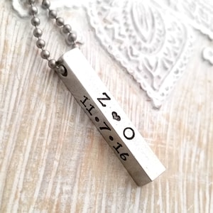 Pillar Bar Necklace for Men - Silver - Gift for Dad - Gift for Him - Gift for Husbend - Gift for Anniversary