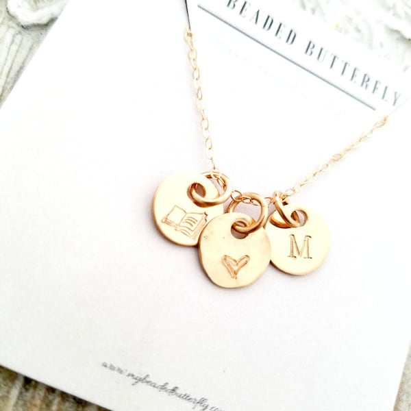 bookworm necklace - book lover necklace - book lover jewelry- dainty necklace - rose gold necklace - gold necklace -minimalist necklace