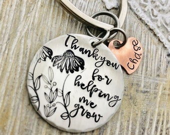 UOIPENGYI "Thank You For Helping Me Grow" Teacher Appreciation Keychain - Stainless Steel Gift - View #6