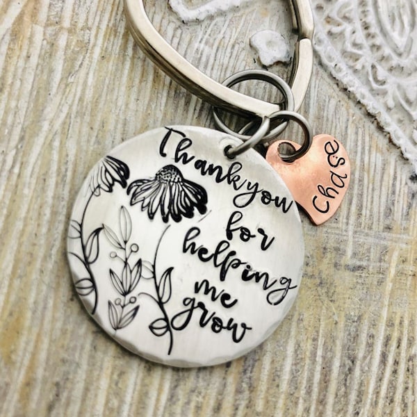 teacher gift-pre k teacher gift-nana gift- nanny gift-thank you for helping me grow-gift for teacher- teacher keychain- personalized teacher