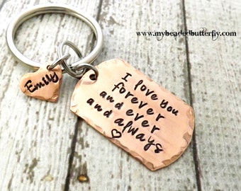 personalized keychain-i love you forever and always-mens keychain-couples keychain-anniversary gift-gift for boyfriend-gift for girlfriend