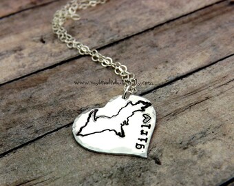Michigan necklace-hand-stamped necklace-Great lakes-heart YOOPER-aluminum Michigan necklace-upper peninsula