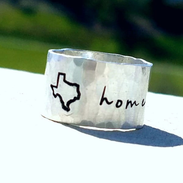 Personalized ring-sterling silver ring-texas ring- ring for Texas- Texas state ring- Texas jewelry-hand made ring-silver ring- state ring