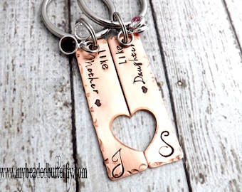 mother daughter keychains-mother daughter necklace set-personalized keychain-mothers day gift-like mother like daughter-mom keychain