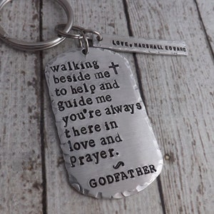 Godfather gift-Godparent gift-Godfather keychain-religious gift-personalized key chain-baptism gift-christening gift-confirmation image 2
