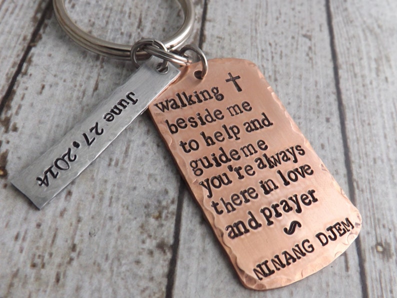 Godfather gift-Godparent gift-Godfather keychain-religious gift-personalized key chain-baptism gift-christening gift-confirmation image 4