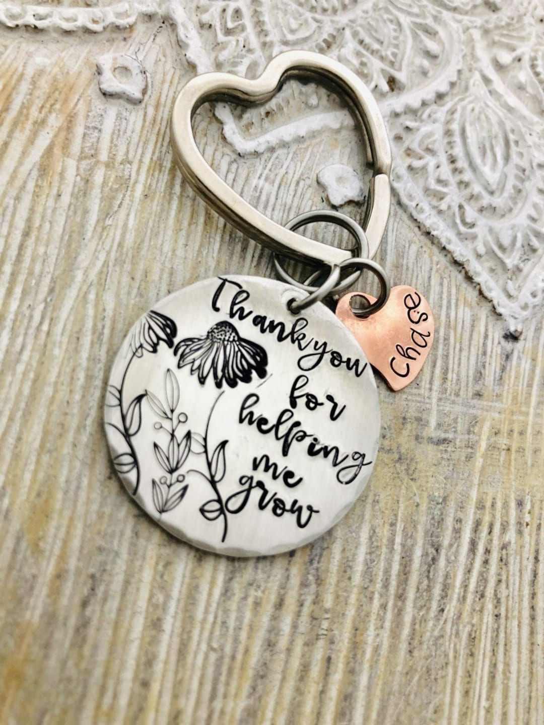 UOIPENGYI "Thank You For Helping Me Grow" Teacher Appreciation Keychain - Stainless Steel Gift - View #7