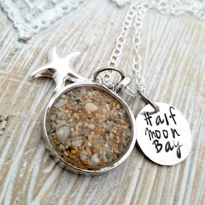 Beach sand necklace beach sand jewelry california necklace half moon bay necklace custom sand jewelry honey moon gift-beach sand gift image 1