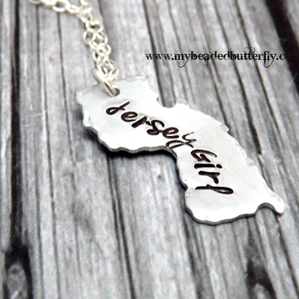 New Jersey necklace-Jersey girl-hand stamped necklace-personalized-new jersey necklace- gift for jersey- nj necklace
