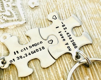 personalized keychain - Couples Keychains, Better Together, puzzle keychains, wedding gift, anniversary keychain, puzzle piece key chain