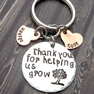 personalized keychain, thank you for helping us grow, teacher gift, teacher keychain, nanny gift, nanny keychain, grandma keychain