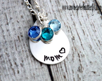 mommy necklace - mothers necklace - personalized necklace-hand stamped jewelry-sterling silver necklace-Mothers Day - mothers necklace