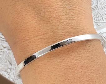 personalized bracelet ,gift for mom, Valentine’s Day jewelry, sterling silver cuff, gift for girlfriend, skinny cuff
