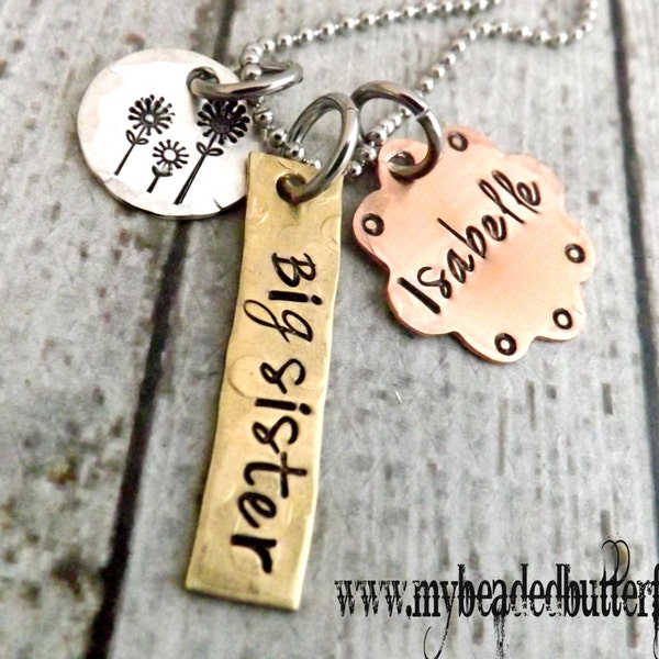 big sister necklace- gift for new big sister- girls necklace- big sis jewelry- personalized big sister necklace-new sister gift