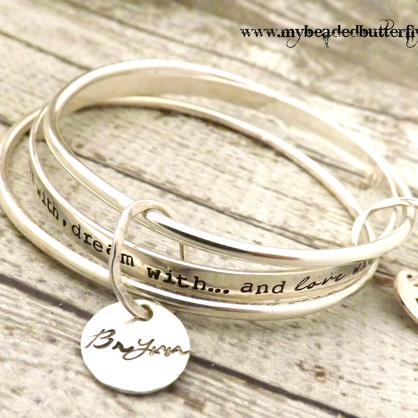 personalized bangle-bangle bracelet- stacked bangles- personalized stacking bangles- personalized bracelet- mothers bracelet-bangle