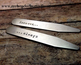 personalized collar stays - father of the bride gift- father of the groom gift - forever and always - groomsmen gifts -gifts for guys- mens