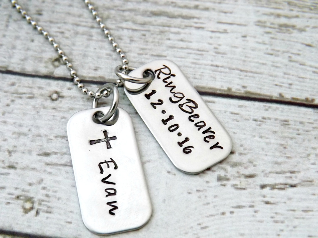 Childs Necklace Boys Dog Tag Necklacegirlspersonalized Etsy
