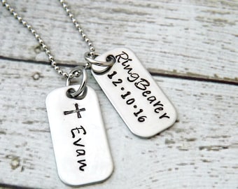 childs necklace - boys - Dog tag necklace-girls-personalized necklace-handstamped-ring bearer-flower girl