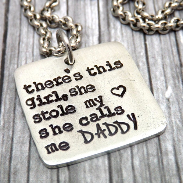 dad necklace-mens necklace-personalized mens necklace-there this girl she stole my heart she calls me daddy-gift for dad-gift for guy