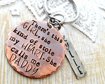 daddy key chain-dad key chain-gift for dad-so there's this girl she kind of stole my heart she calls me daddy- key chain-fathers day gift