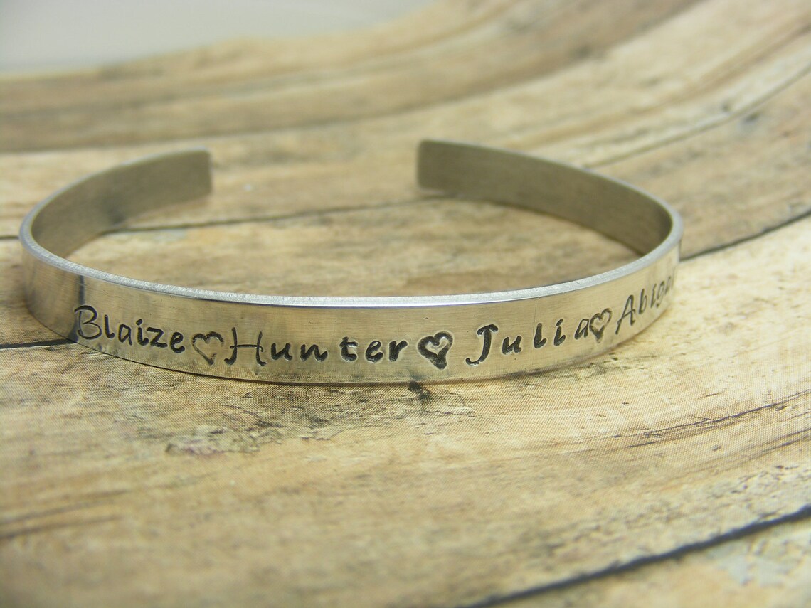 Braceletaluminum Hand Stamped Cuff Braceletmommy Bracelet Etsy