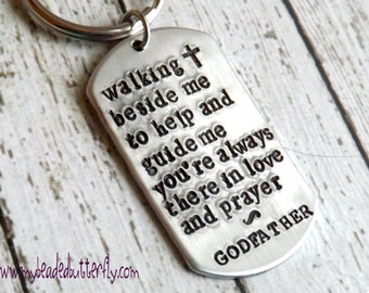 Godfather gift-Godparent gift-Godfather keychain-religious gift-personalized key chain-baptism gift-christening gift-confirmation