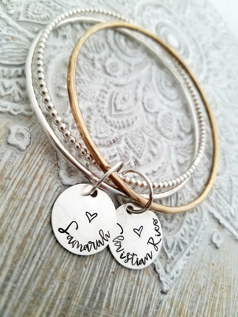 Personalized Bangle - Personalized Bracelet - Stacking Bangles - Gift ...