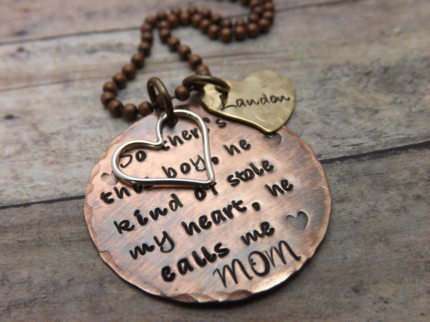 Hand stamped jewelryso there's this boy... mommy necklace