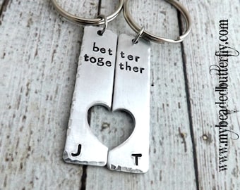 personalized keychain - Couples keychain-his her-better together-keychain set-engagement keychain-bridal-mother daughter-best friends