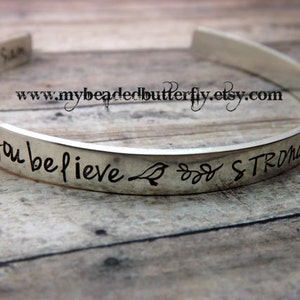 Sterling silver - hand stamped cuff bracelet-personalized -pooh quote-you are braver than you believe-winnie the pooh