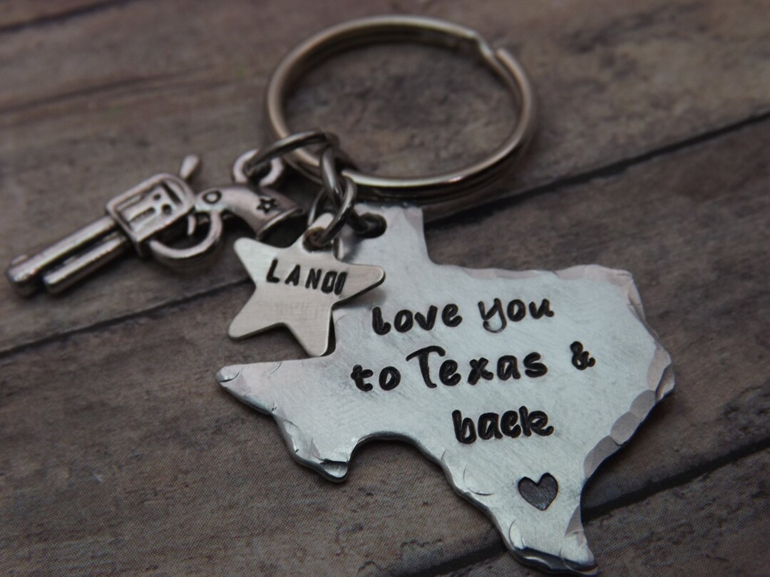 Texaskeychainornamenthandstampedpersonalizedi Love You to Texas