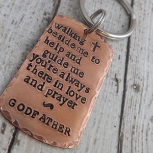 Godfather gift-Godparent gift-Godfather keychain-religious gift-personalized key chain-baptism gift-christening gift-confirmation image 3