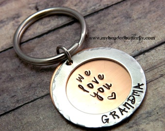 fathers day gift, Key chain- personalized key chain-mom-grandma-dad- grandpa- keychain-we love you