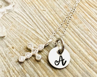 Baptism necklace, confirmation necklace for girls, flower girl necklace, cross necklace, communion, bridesmaid gift, graduation gift