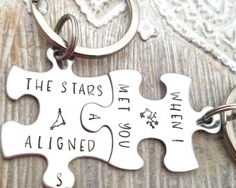 couples keychain- constellation gift-constellation keychain-the stars aligned when I met you-gift for boyfriend girlfriend-personalized gift