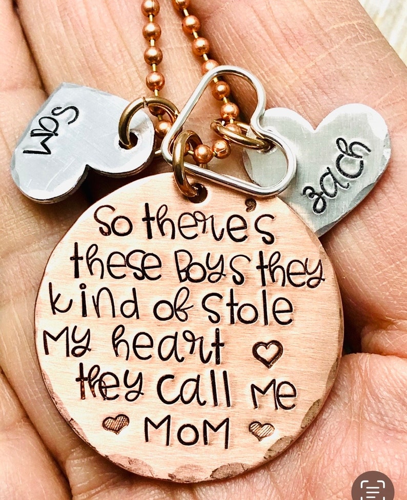 Mom necklace, so theres these boys,mom of boys,mommy necklace,personalized jewelry,mothers necklace-gift for mom-mothers day necklace image 1