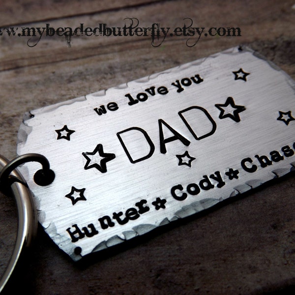 vaders dag cadeau, vader sieraden - vader sleutelhanger - vaders dag-sleutelhanger-we houden van je vader-kinderen
