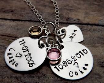 personalized necklace-mommy necklace-handstamped mothers necklace-personalized jewelry-gift for mom-gift for grandma