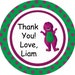 Barney and Friends theme thank you tags, favor tags, gift tags - set of 24