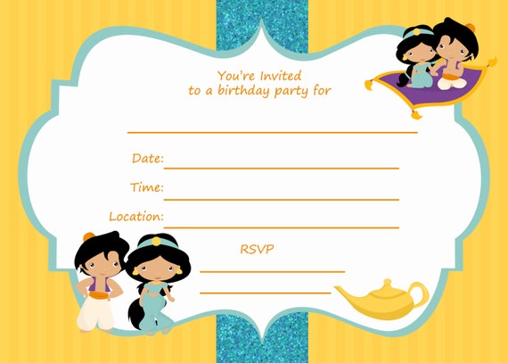 Fill In Birthday Party Invitations Printable Aladdin Inspired Etsy 日本