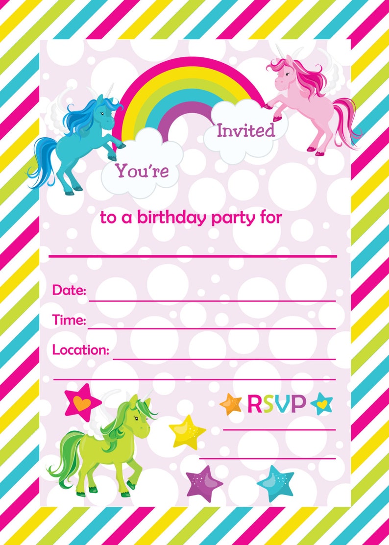 Fill in Birthday Party Invitations Printable Rainbows and Etsy Canada