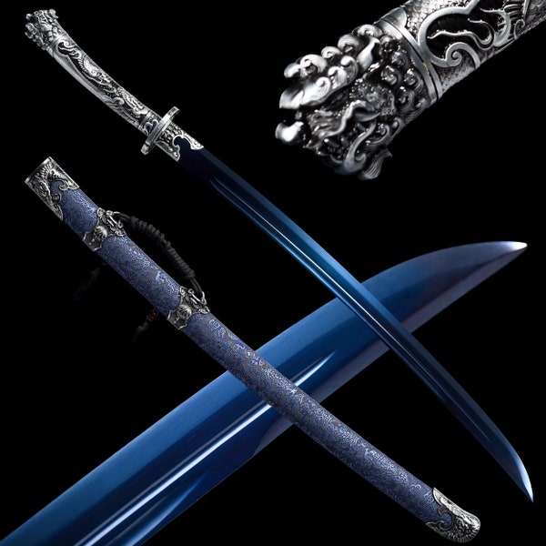 Roasted Blue Blade Katana,Handmade samurai swords,collectibles,samurai swords,sharp swords,ninja swords,Training Katana,Carbon steel sword
